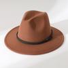 New autumn and winter woolen fedora hat with flat brim, versatile straight-brimmed jazz hat, vintage gentleman style
