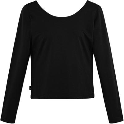Fashion Simple Solid Color Round Neck Slim Fit Long Sleeve T-Shirt Women Tops Black A5ZHQ-001