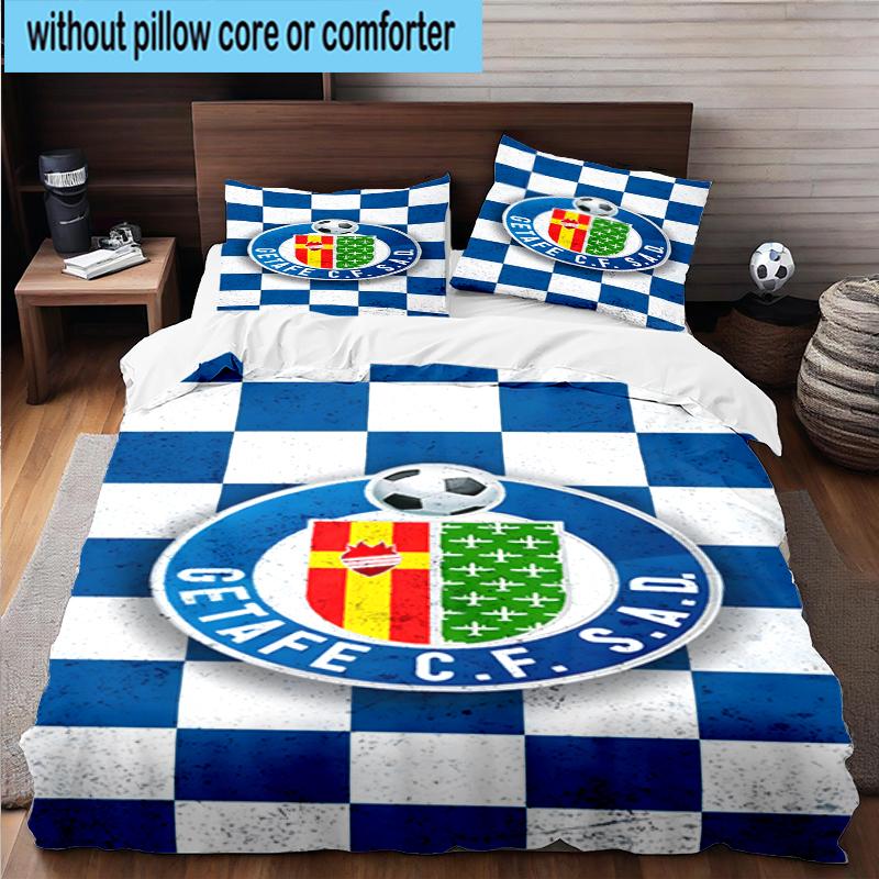 3PCS Getafe Football Crest Bedding Set,Including 1pc Duvet Cover And 2pcs Pillowcases Perfect for Bedroom, Dormitory, Fan Christmas gift