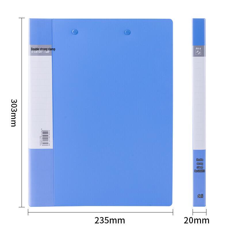 Deli A4 Blue Hard Folders with Double Metal Clips, 5-Pack