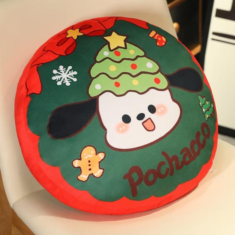 Christmas Animal Round Pillow Puppy Cushion Cushion Printed Cushion Sofa Waist Christmas Gift