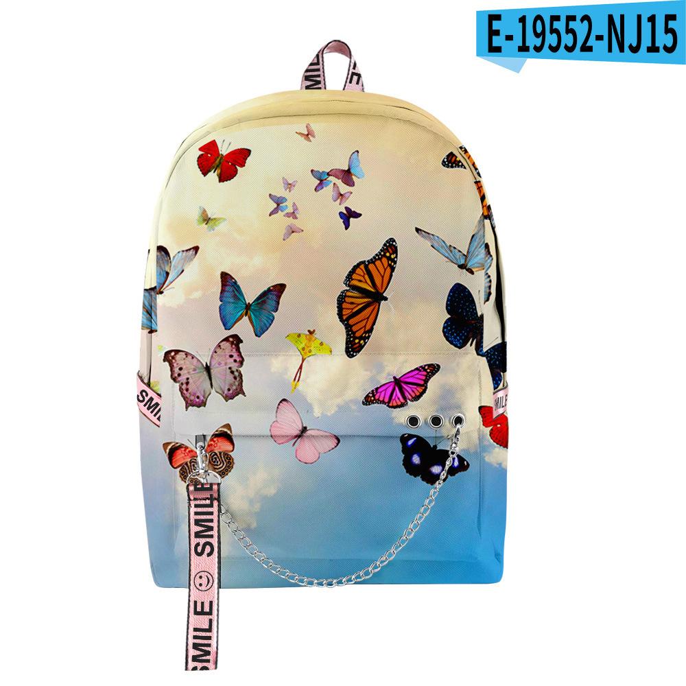 Cartoon Youthful School Bags Unisex Funny Butterfly Travel Bags 3D Print Oxford Waterproof Notebook Shoulder Backpacks