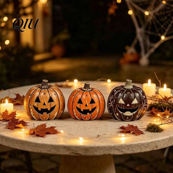 Desktop Holiday Party Ornament 3/4Pcs Vintage Wooden Pumpkin Decor, Rustic Fall Tabletop Centerpiece, Farmhouse Sturdy Thanksgiving Centerpieces