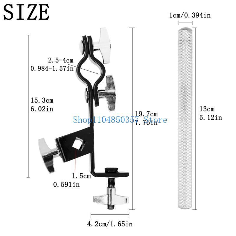 652F Adjustable Metal Cowbell Clamp Drum Tambourine Support Clip Percussion Mounting Bracket Cowbell Mount Holder Clip
