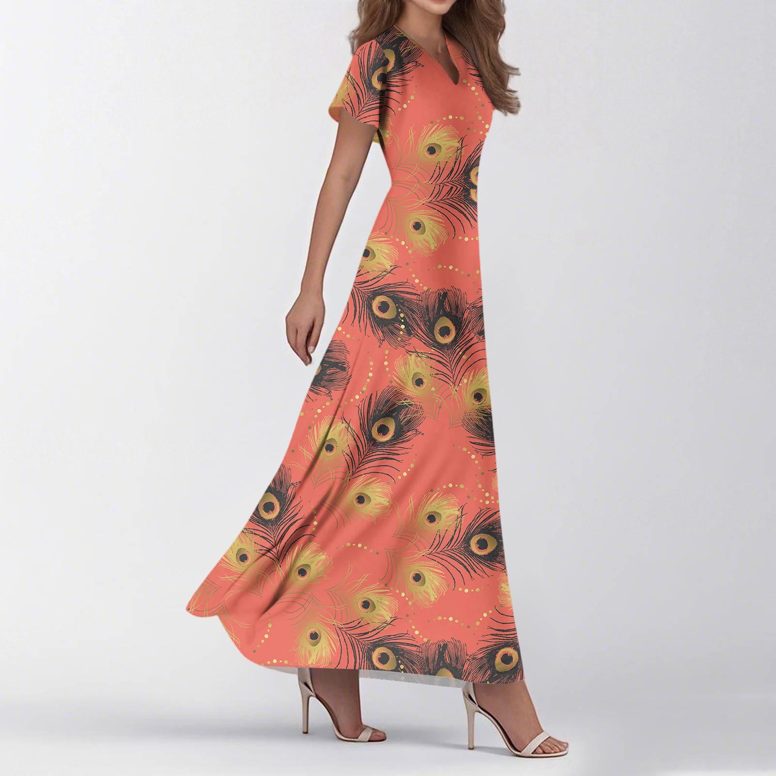 

Женские летние повседневные модные платья с принтом, платья с V-образным вырезом и коротким рукавом XXL