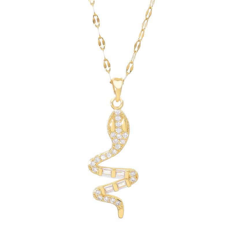 Small Snake Necklace Female Personality Versatile Trend Zircon Animal Pendant Collarbone Chain