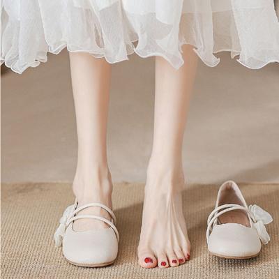 2024 Frühling und Herbst Neue Mode Flachmündig Runde Zehen Süße Mary Jane Schuhe Weiche Sohle Damen Flache Sohle Einzelne Schuhe