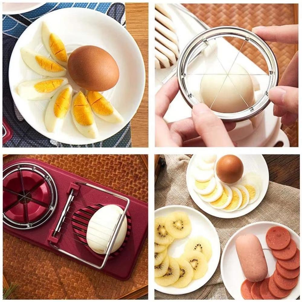 Multifunktionale Eierschneider Edelstahl-Schneider Ausgefallener Teiler Schneidwerkzeug Rutschfest Spülmaschinenfest Schneiden Gekochtes Ei Obst