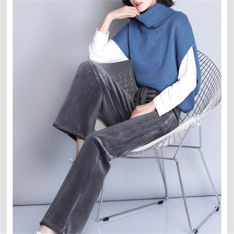 

Зимние прямые брюки, новые вельветовые брюки, женские эластичные брюки с высокой талией и шнурком, корейские модные свободные спортивные штаны, однотонные, теплые, повседневные XXXXL