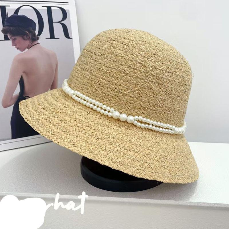 Dale Lafite Straw Hat Hepburn Wind Summer Breathable Natural Color Bow Straw Hat