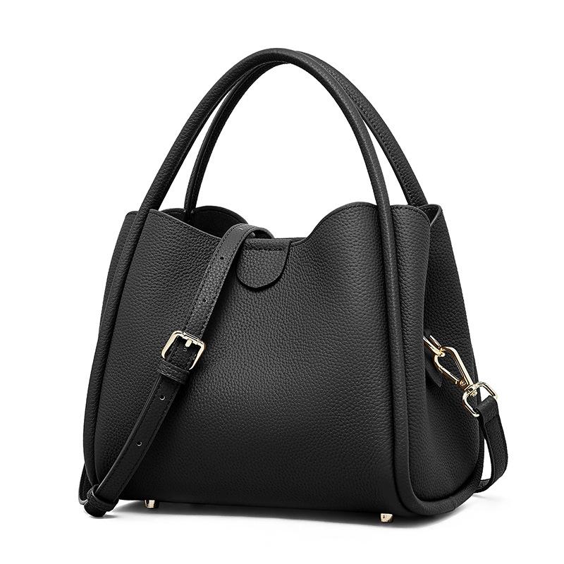Super Hot Genuine Leather Women's Bag Spring and Summer New Simple and Versatile Crossbody Bag Popular with Hand Bucket Bag This Year
