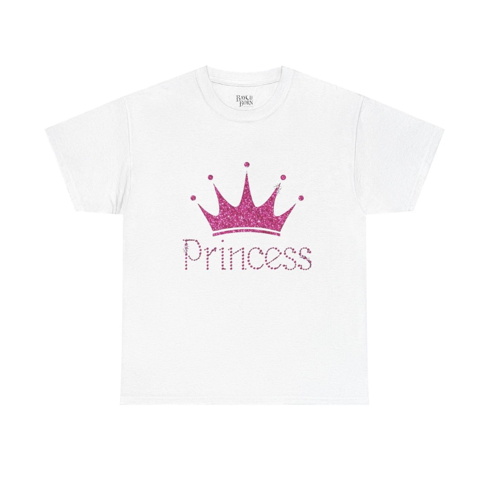 Pink Glitter Crown Princess Tee | Kids Sparkle Rhinestone Shirt XL