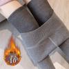 Women's High-Waisted Fleece-Lined Vertical Stripe Cotton Tights for Autumn/Winter - Thick, Foot-Covering Base Layer Pants