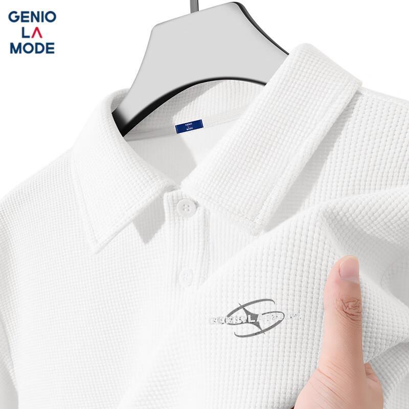 GENIOLAMODE Men s Summer Heavyweight Waffle Knit Polo T-Shirt XL