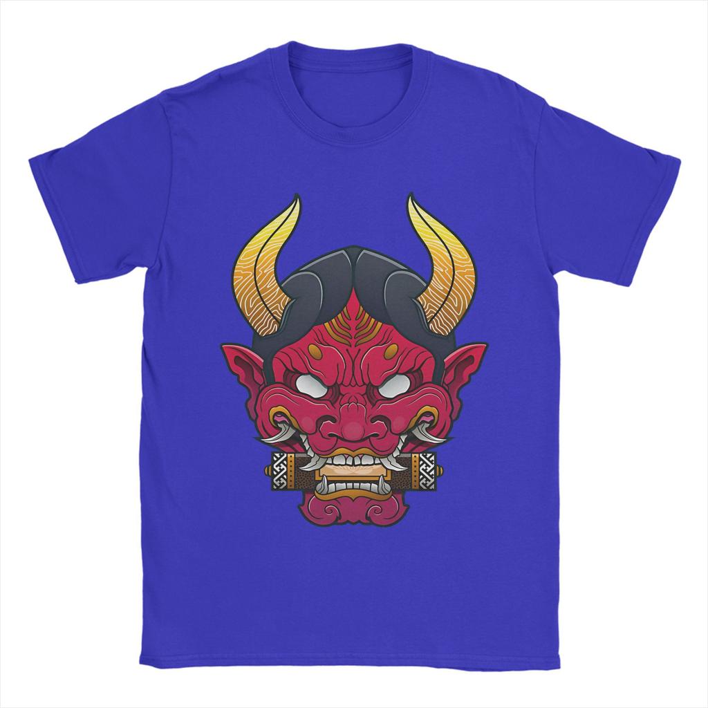 Hannya Mask  T Shirts for Men 100 Cotton Vintage TShirt O Neck  Tee Shirt Short Sleeve Clothes Plus Size