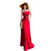 Hong Kong-style vintage red strapless spaghetti A-line dress, long elegant slim gown, elegant and sophisticated