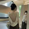 Korean Plus Size Backless Sleeveless Camisole - Versatile & Fashionable Round Neck Top