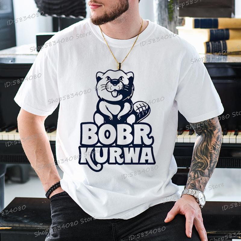Bobr Kurwa Cotton Short Sleeve Tshirt Women Unisex Clothes Funny Kurwa Bober Cartoon Tee Shirt Harajuku Y2k High Quality Loose Tee