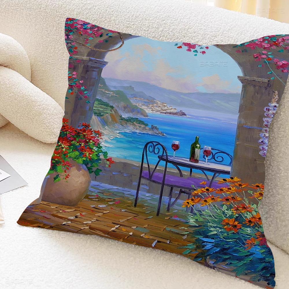 Španělsko Pobřeží Amalfi Krajina Povlaky na polštáře Domácí lůžkoviny Dekorativní povlak na polštář Svatba Super měkký povlak na polštář
