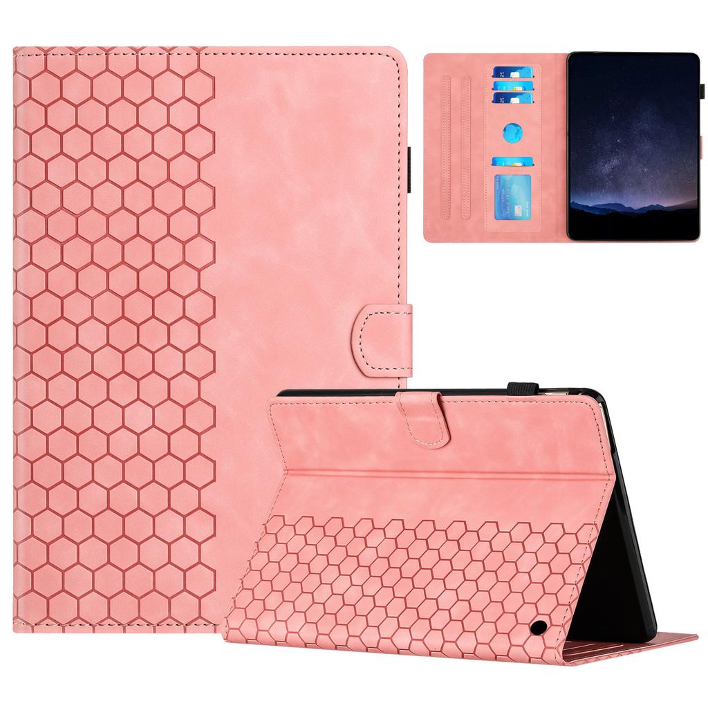 For Amazon Fire HD 8 (2022)/(2020) Case Honeycomb Printed Leather Tablet Cover with Card Slot