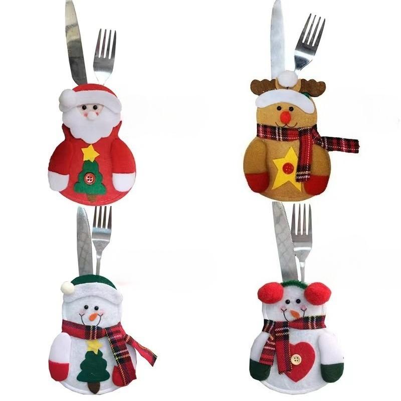Christmas Cutlery Bags - Knifes Forks Tableware Decor Storage Bag,Suitable for Home Dinner Table,Christmas Xmas Party Decoration