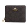 New COACH Coated Canvas Wallet Mini Women's Walnut & Black CW789-IMXAQ