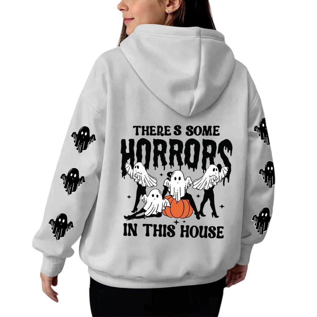 Sweat-shirt à capuche et manches longues pour femme, imprimé dégradé, ample