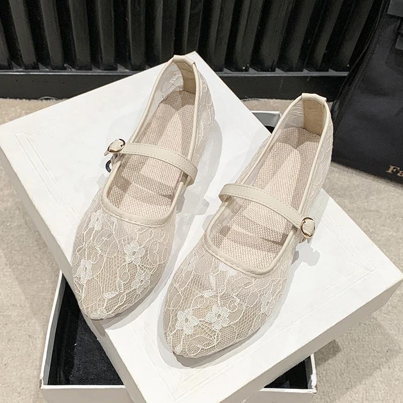 Fashion 2024 New Women Flats Shoes Summer Ballet Flats Fashion Bow Women Shoes Slip On Sweet Hollow Flat Shoes Female Zapatos De Mujer