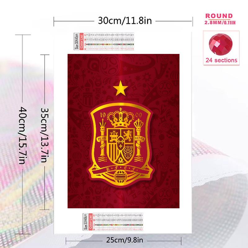 Spain national football logo Pattern 3pcs 100% Round Full Drill 5D DIY Diamond Painting Embroidery Cross Stitch Rhinestone Décor