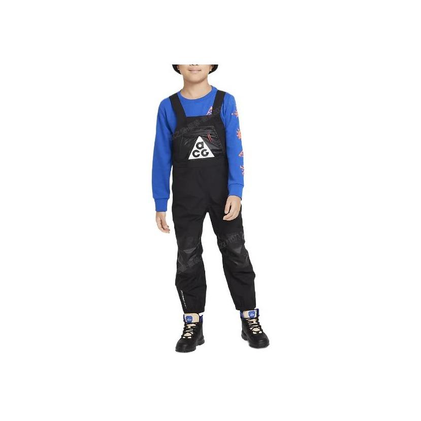 Nike Solid Color Brand Logo Printed Strap Jumpsuit Kids jumpsuit Black DZ9539-010