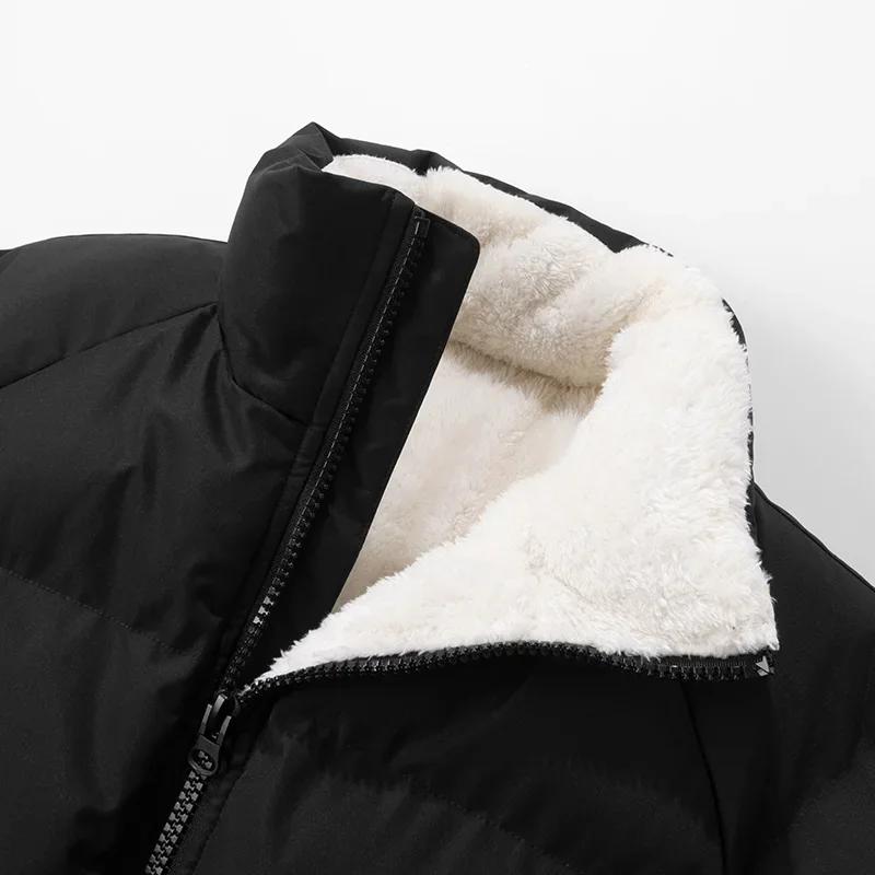 Winter Loose Couple Cotton Parkas Lamb Wool Fashion Coat Fleece Casual Men's Stand Collar Plush Thick Warm Bread Coat