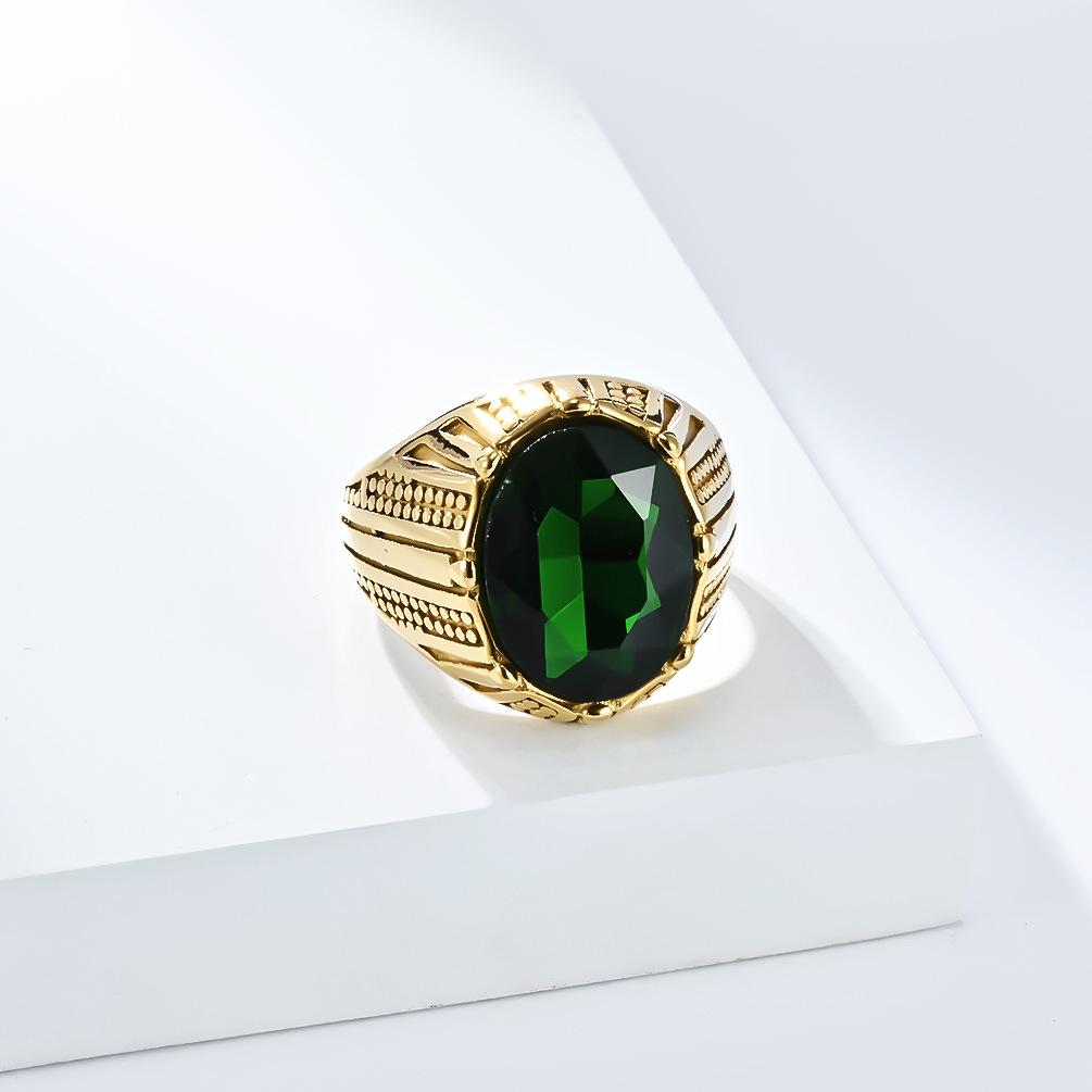 New Vintage Retro Men's Stainless Steel Gem Ring Wedding/Engagement Jewelry