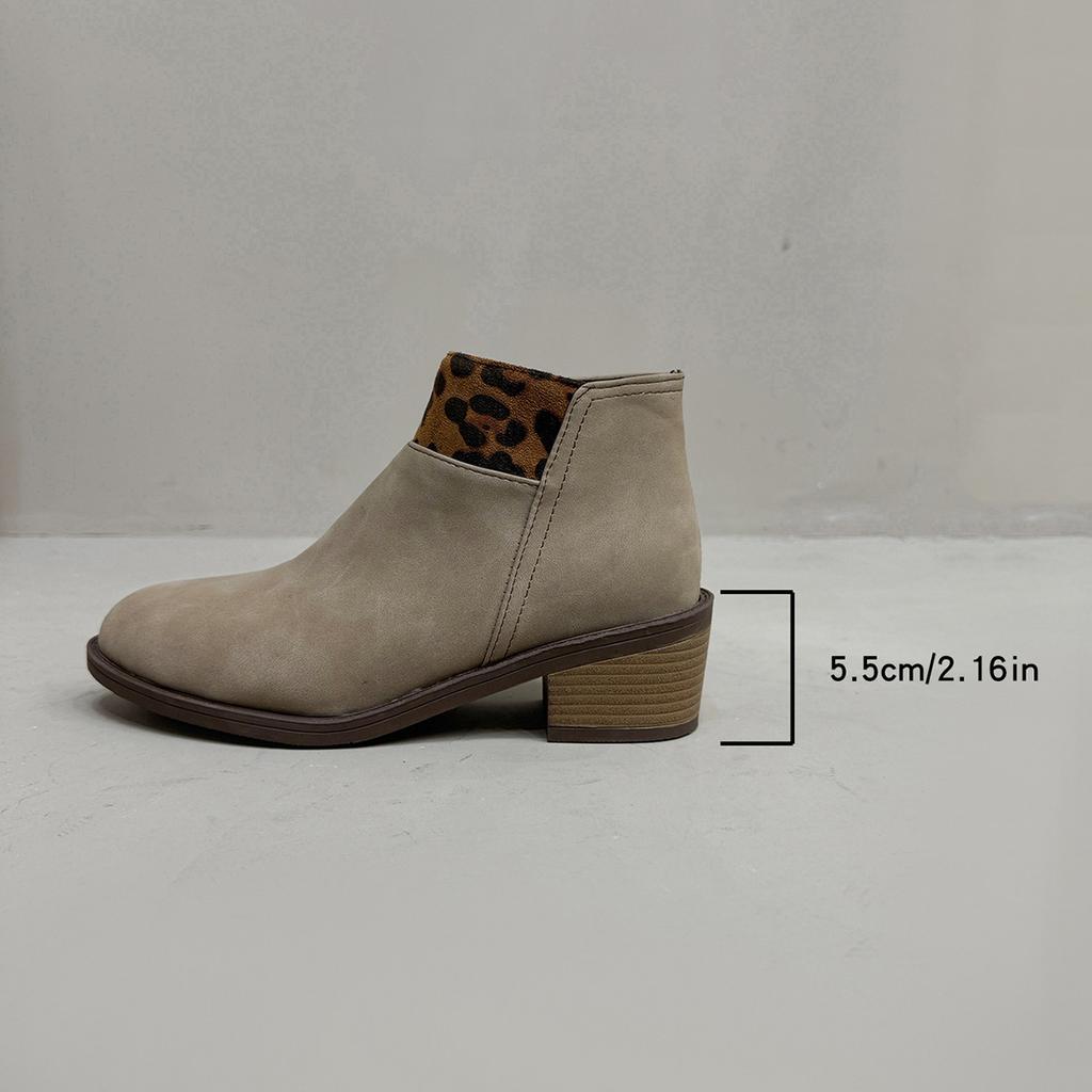 Autumn Women Leopard Print Suede Ankle Boots Fashion Round Toe Women Sexy Leopard Print Slip-on Warm Ankle Boots Botas Mujer