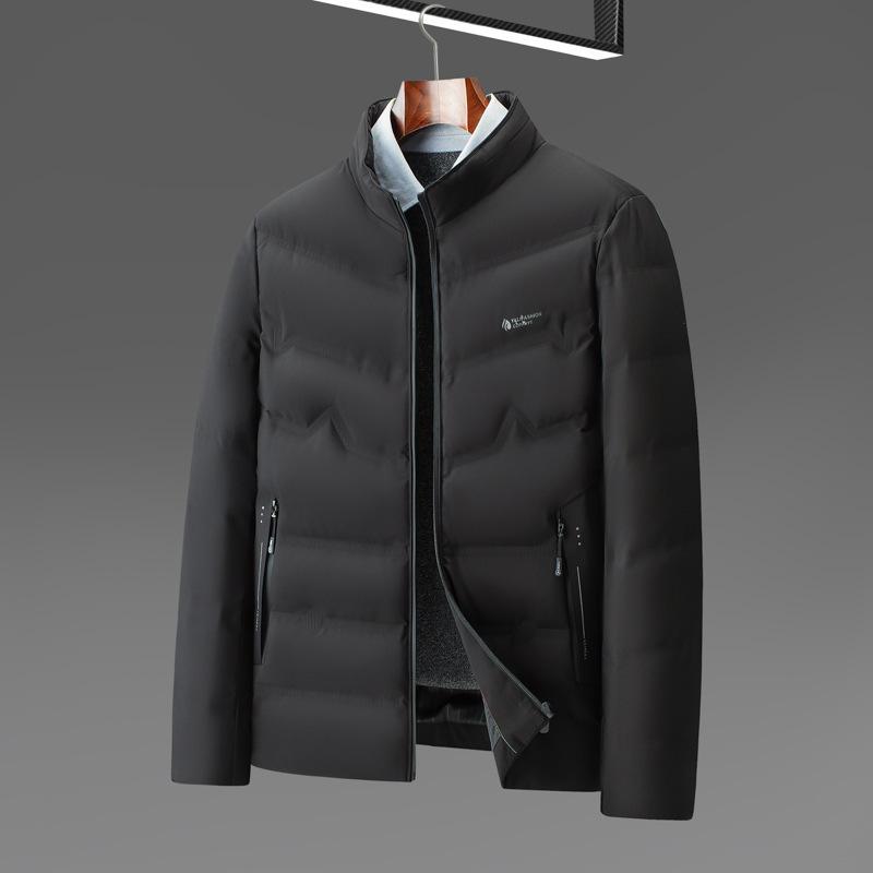 

Осенне-зимняя теплая куртка-пуховик на молнии с воротником-стойкой для молодежи, утолщенная, повседневная, на утином пуху 195 чёрный