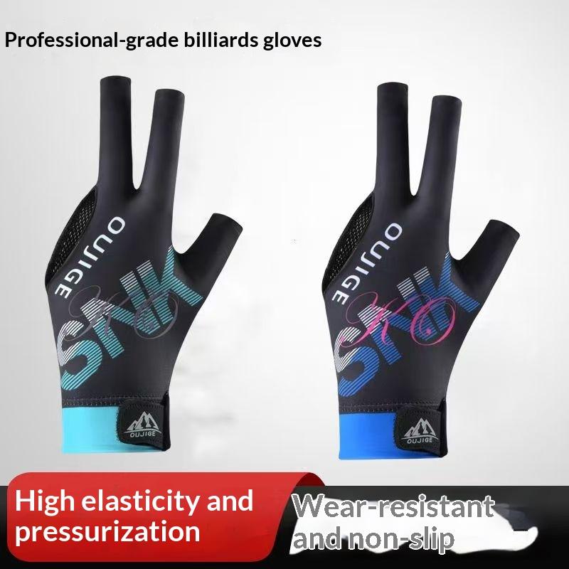 Open Finger Billiard Gloves Breathable Polyester Snooker Pool Glove Anti-Slip Adjustable Billiard Training Cue Glove