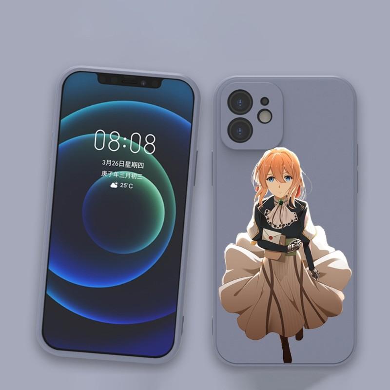 Violet Evergarden Phone Case For IPhone 11 12 13 Pro Max X XR XS Max 6 6S 7 8 Plus SE 2022 Liquid Square Color Phone Cover