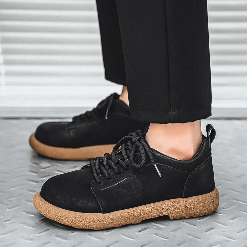 Men's Casual Shoes Comfortable Retro Men's Leather Casual Shoes Men's Fashion Retro Flat Boots for Men Shoes