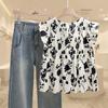 Women's Floral Flutter Sleeve Cotton Blouse