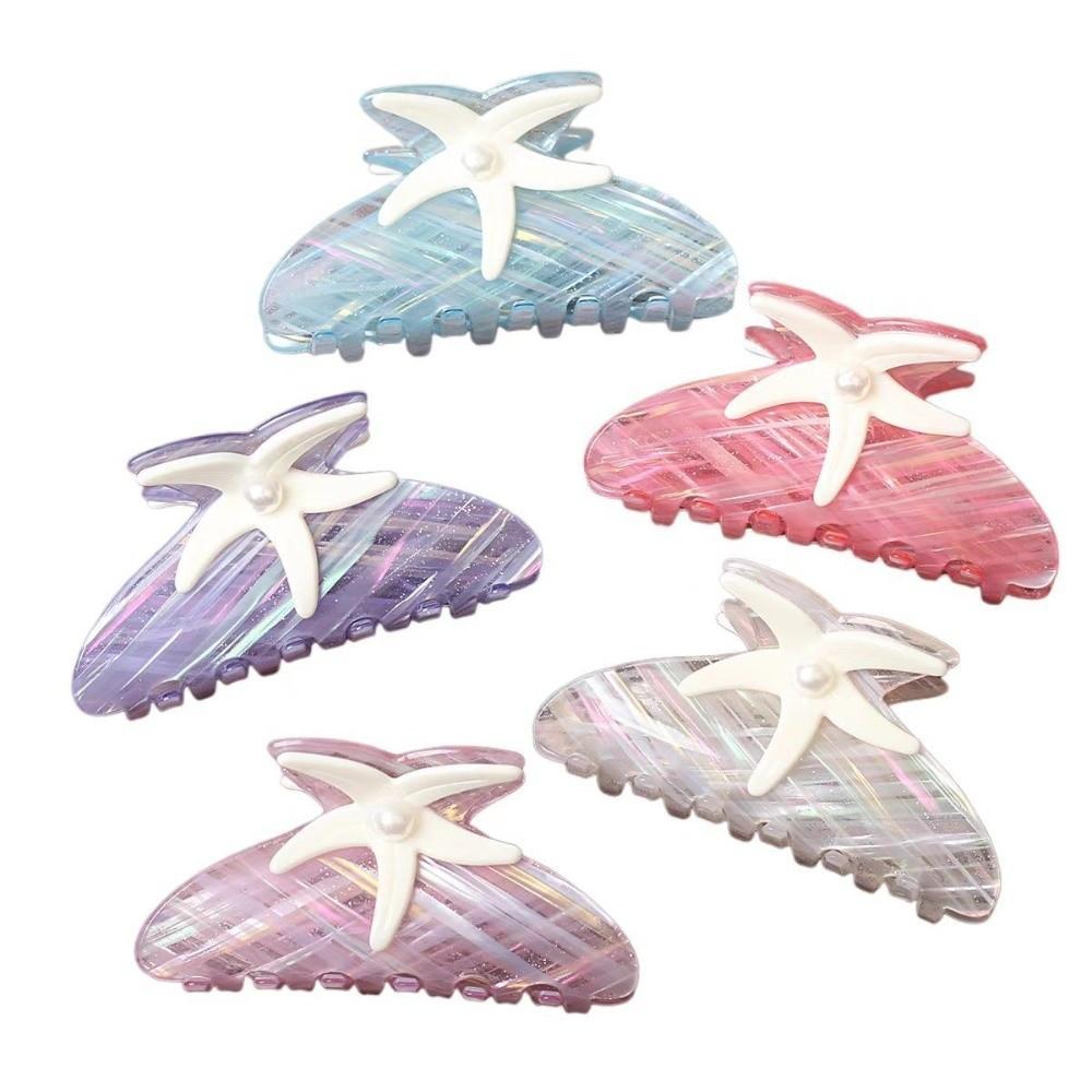 Colorful Starfish Hair Grab Large Acrylic Shark Clip Cute Pearl Hair Claw Back Head