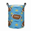 1pc Football Laundry Basket Collapsible Soccer-Themed Storage Bin with Football & Star Print, Round Organizer Basket Suitable for Clothes, Towels, Bed