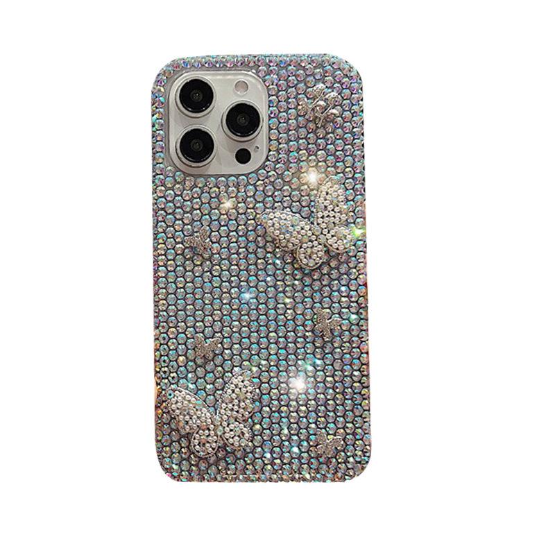 Rhinestone Butterfly Flower Three-dimensional Mobile Phone Case for Apple 16 Promax Creative Full Diamond High-end Sense for Apple 17 Female