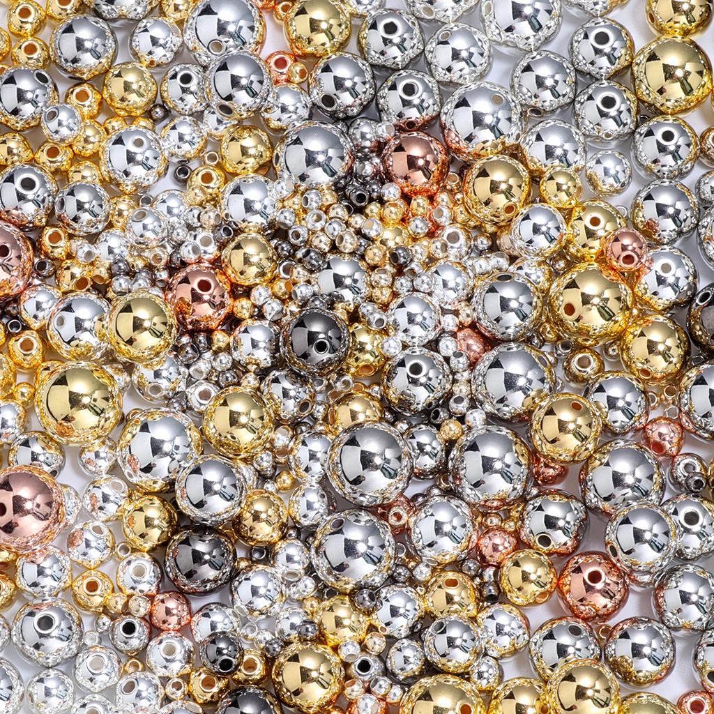 20-500pcs/lot 3-14mm CCB Ball Beads Gold Color Loose Spacer Round Plastic Bead For Jewelry Making DIY Bracelet Earring Wholesale