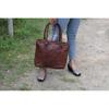 Handmade Leather Tote Bag: Travel Carry-On Shoulder Bag