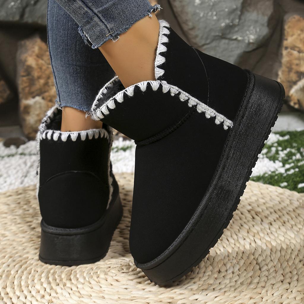 Foreign trade large size Northeast velvet thick-soled short snow boots women's cross-border matte leather warm thickened cotton boots