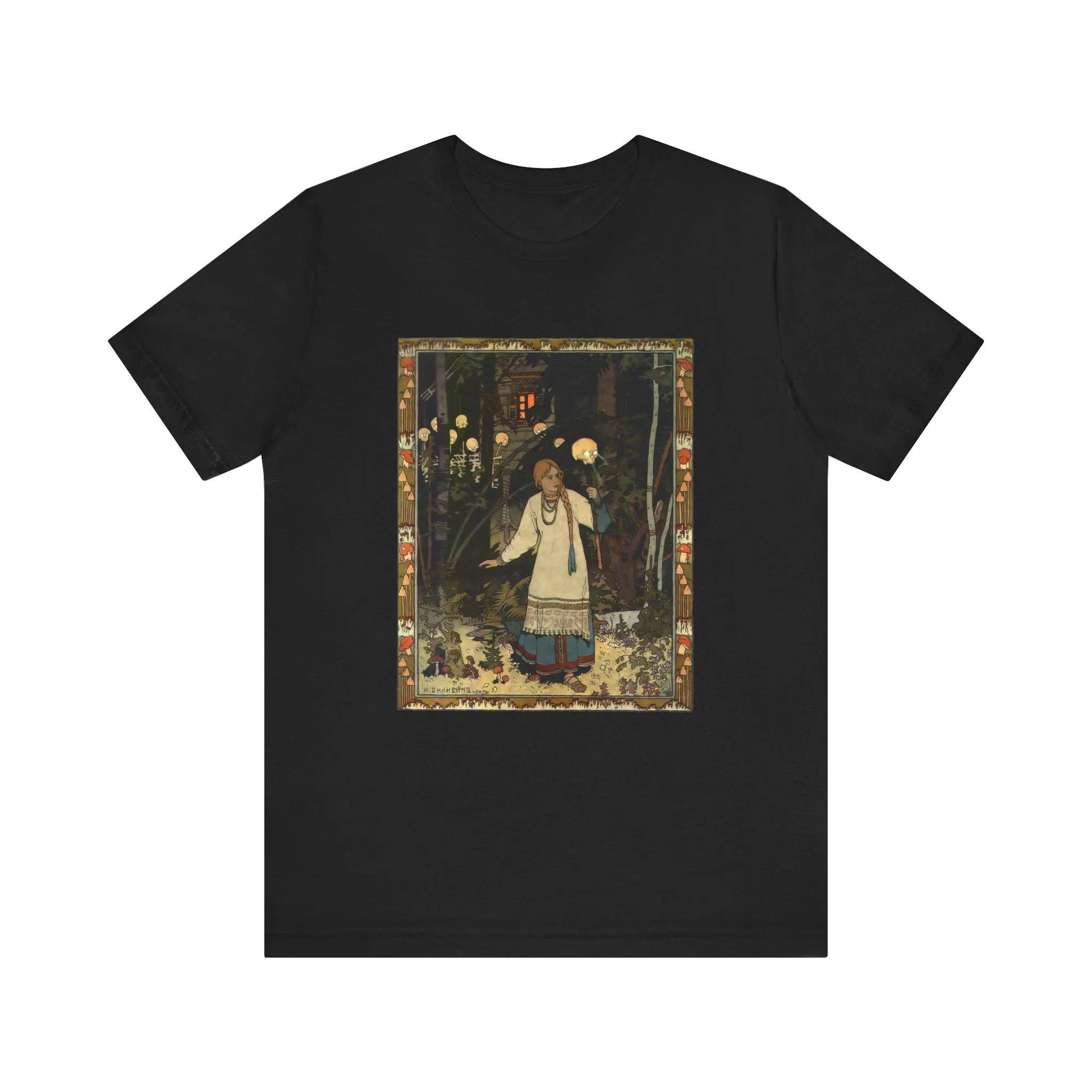 

Футболка «Зачарованный череп Василисы» | Футболка с графикой славянского фольклора | Футболка в стиле темной сказки | Унисекс футболка с коротким рукавом из джерси 4XL