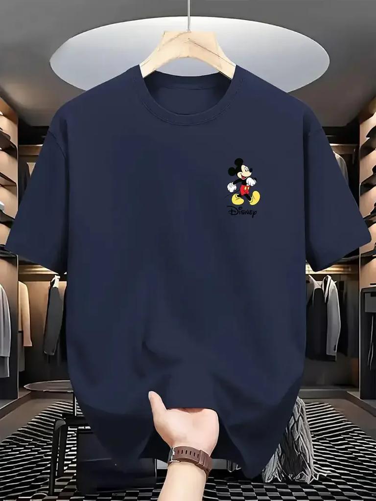 Magliette da uomo serie Disney Topolino, Casual in puro cotone a maniche corte, Abbigliamento da uomo alla moda e di tendenza per lo street style