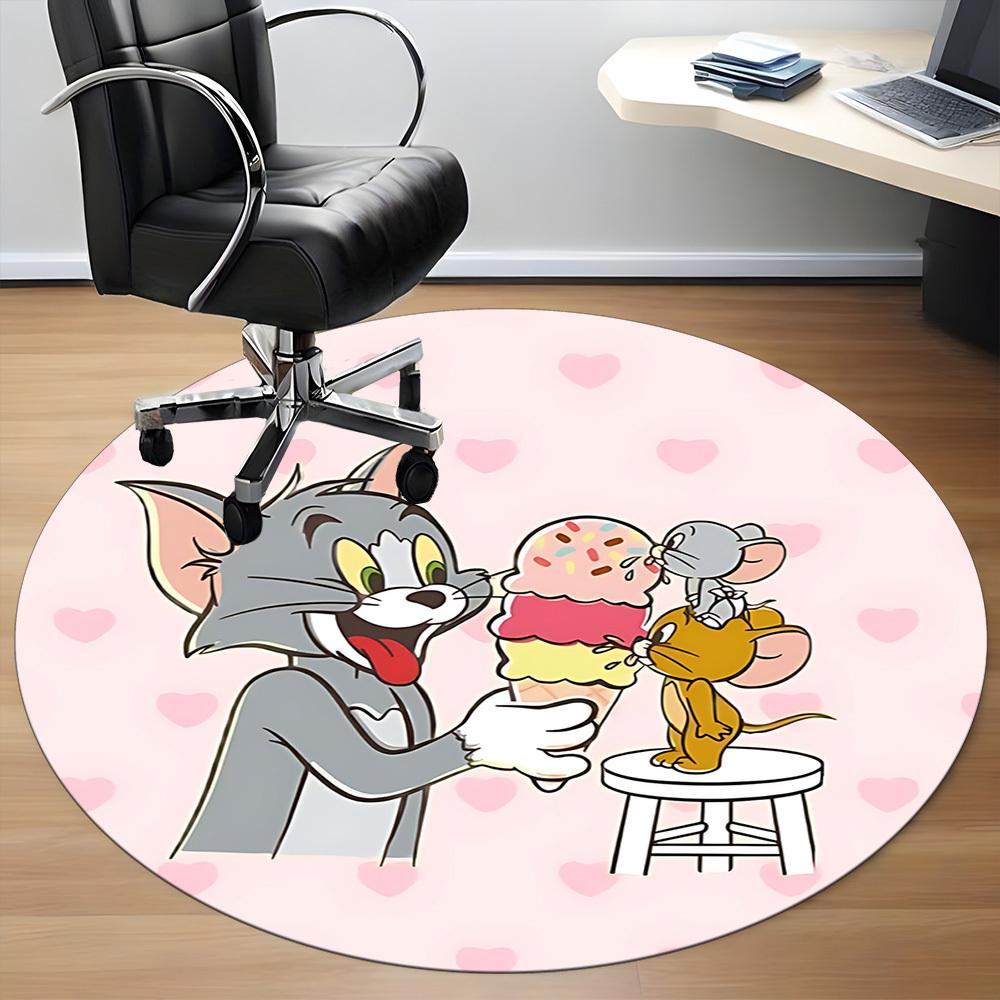 1pc Tom Jerry Office Round Area Rug, Bedroom Living Room Home Decor, Room Deco, Offic a1016160