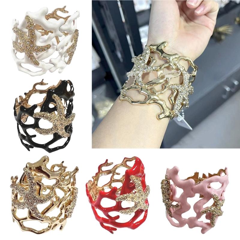 Mehrzweck-Armband mit unregelmäßiger Korallenfeder, stabiler Armreif aus Legierung, verstellbar, Modeschmuck-Accessoire für Frauen