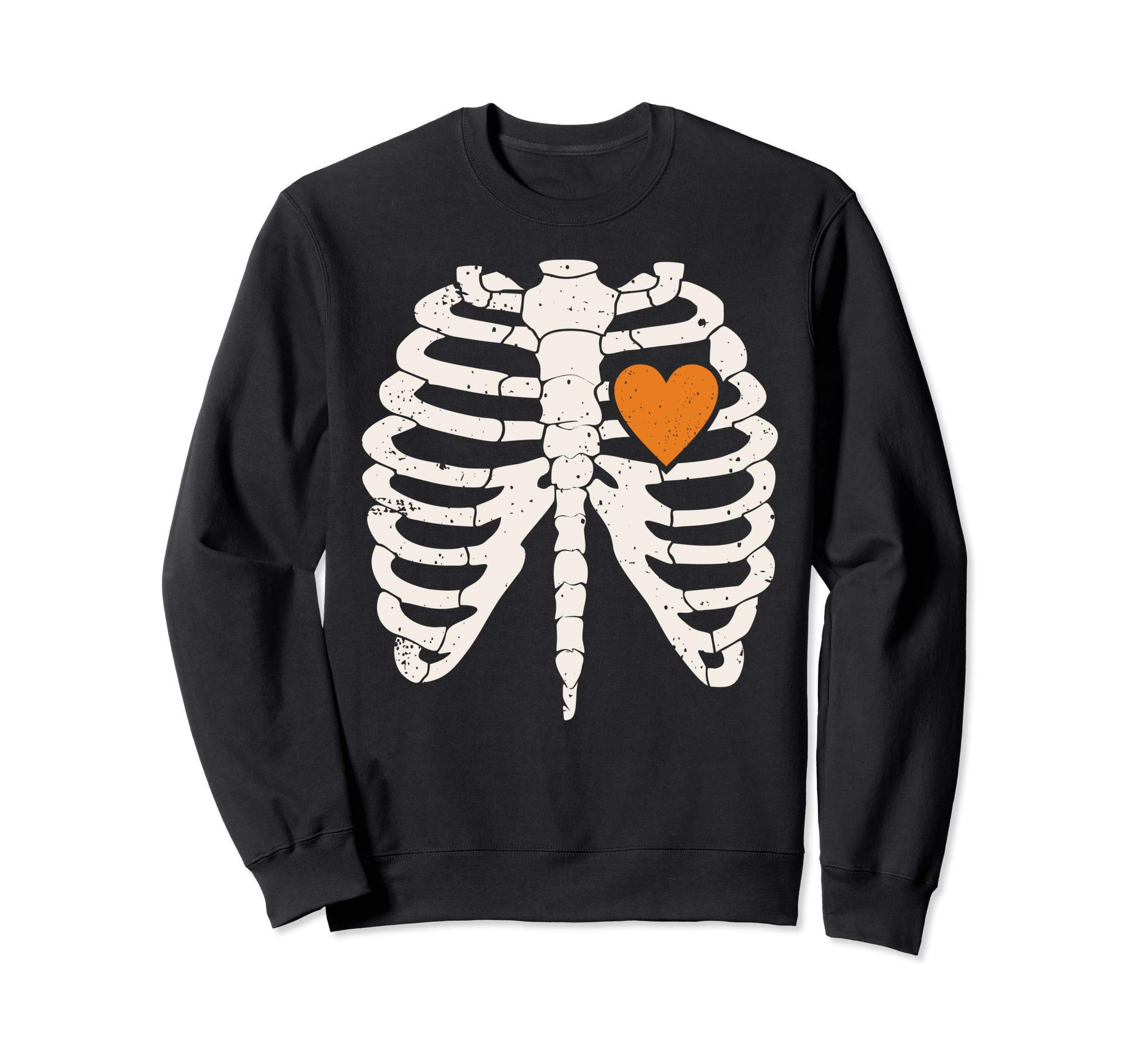 

Pumpkin Heart Skeleton Rib Cage Halloween Costume Funny Gift Sweatshirt