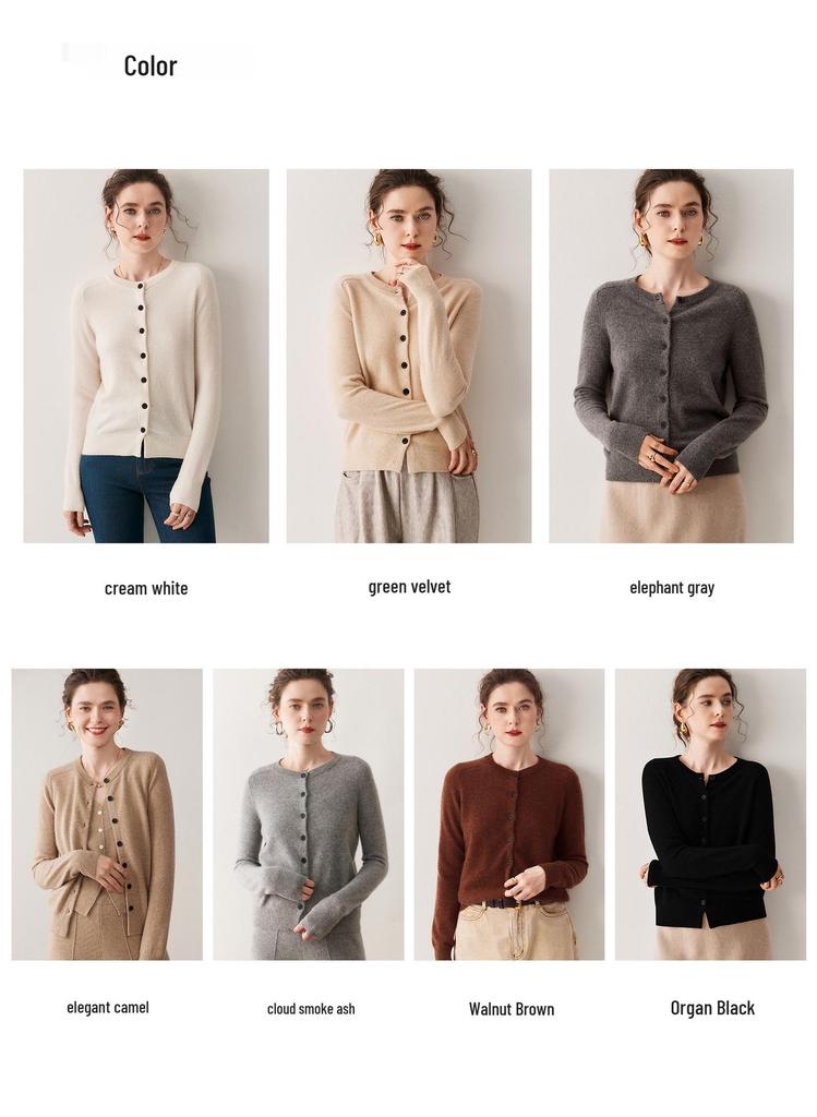 Women's Cashmere Baby Lambswool Cardigan - Round Neck, Short, Loose Fit Sweater for Autumn/Winter.